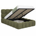 Lit coffre, avec sommier, en tissu, 140 x 190 cm, coloris vert, pour la chambre