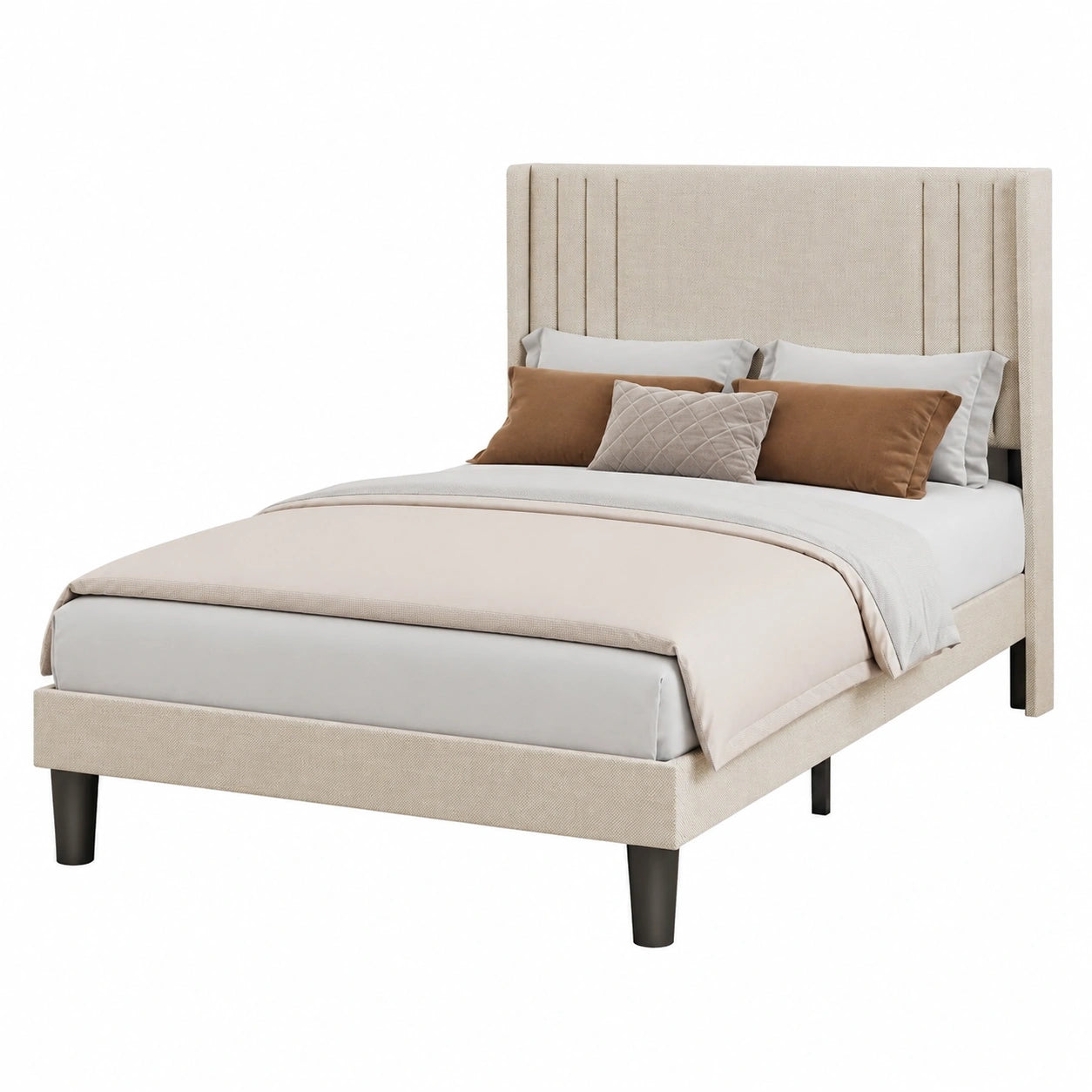 Lit, avec sommier, coloris beige, 120 x 200 cm, pour la chambre