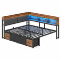 Canapé convertible, en métal, avec rangement, avec tiroirs, avec éclairage LED, 2 places, pour le salon ou la chambre d’amis