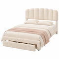 Lit coffre, réglable, avec rangement, avec tiroirs, coloris beige, 2 places, pour la chambre